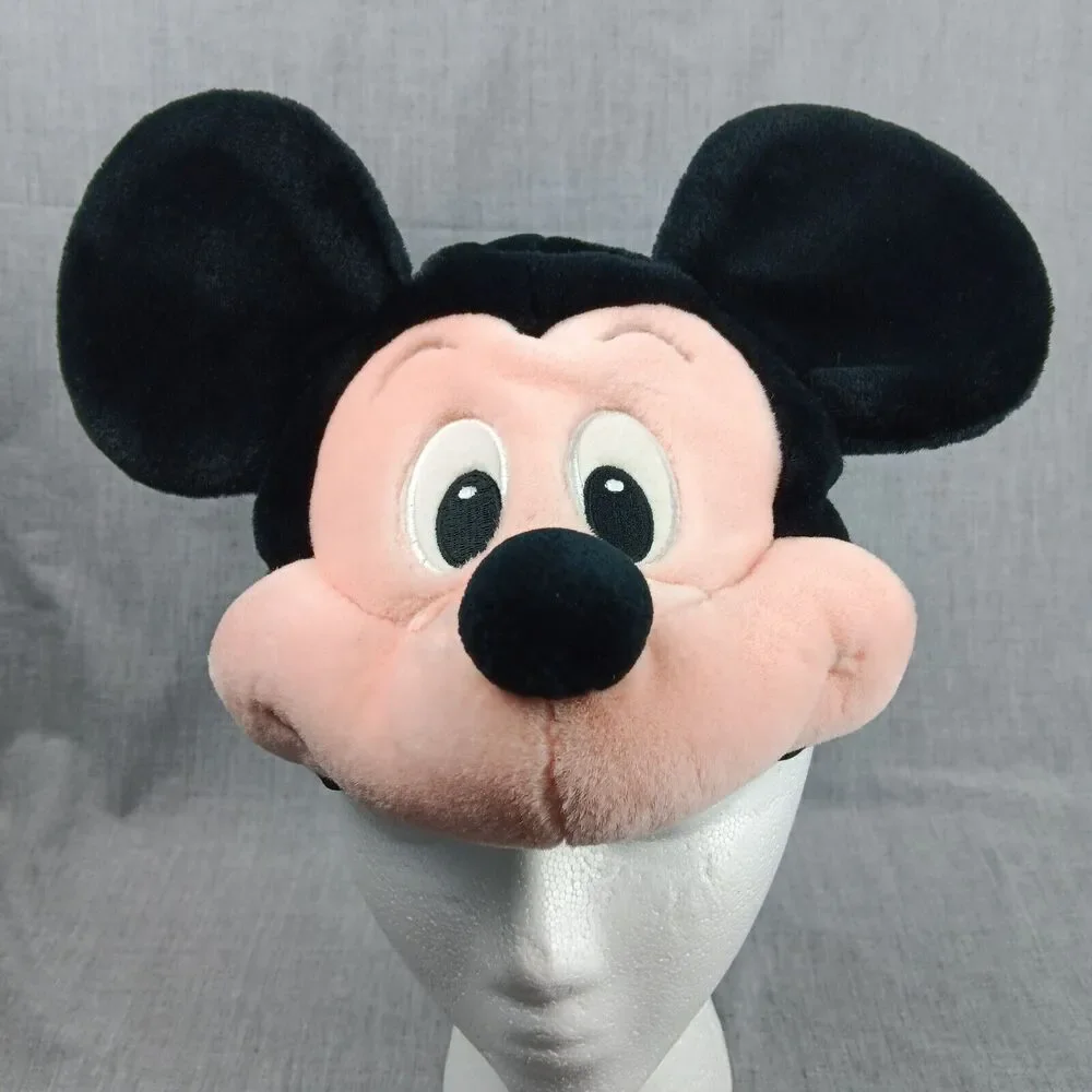 Walt Disney World Mickey Mouse Head Hat Plush Elastic Back Vintage Toddler Size